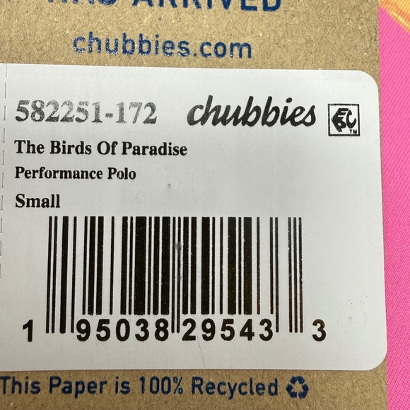 Chubbies‎ The Birds Of Paradise Performance Polo Men's Small Pink Tropical NEW - Picture 3 of 8
